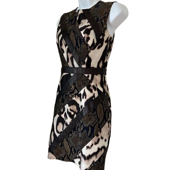 Diane von Furstenberg Nikita Black Combo leather shift dress sz 0 - Picture 2 of 9